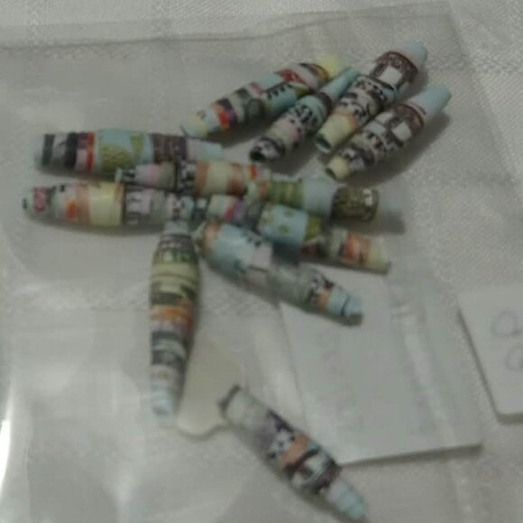 One-of-a-kind handmade/hand rolled paper beads/jewelry making/craft supplies/DIY - Picture 10 of 10